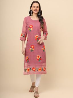 VAIRAGEE - Pink Georgette Embroidery Work Straigh Kurta