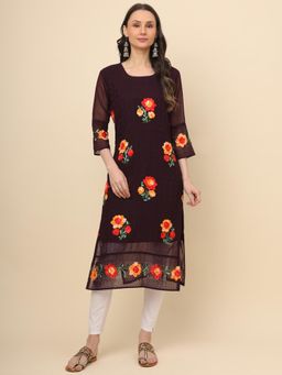 VAIRAGEE - Pruple Georgette Embroidery Work Straigh Kurta