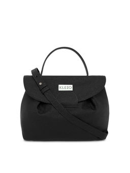 KLEIO - PU Leather Top Handle Crossbody Sling Handbag for Women Girls (HO8057KL-BL)(BLACK)