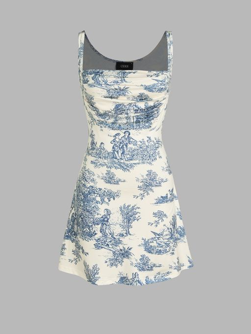 toile de jouy shirred ruched mini dress Buy Cider Pink Toile De Jouy Shirred Ruched Mini Dress (L) Online