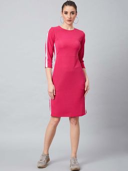 AAREIN - Pink Side Striped T-shirt Dress