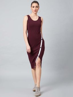 AAREIN - Women Burgundy Sleeveless Sheath Dress