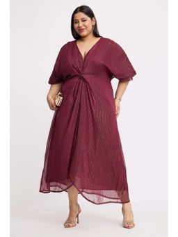Virgio - Solid Front Gathered Plus Size Kaftan Dress