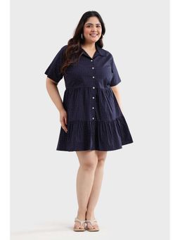 Virgio - Black Plus Size Printed Shirt Dress