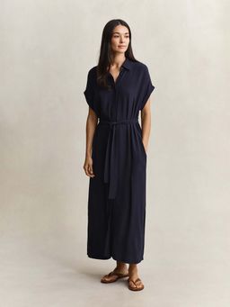 GANT - Navy Blue Relaxed Fit Maxi Dress