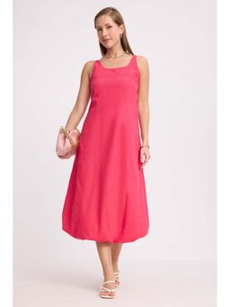 Virgio - Pink Cotton Bubble Hem Sleeveless Dress