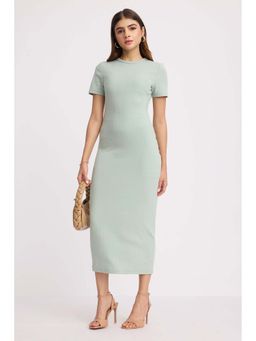 Virgio - Light Green Cotton Ribbed T-Shirt Dress