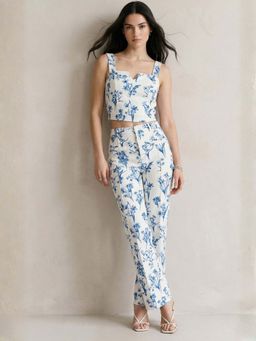 Outzidr - Blue Shoulder Strap Printed Set