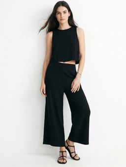 Outzidr - Black Back Button Down Top With Trousers Co-Ord Set