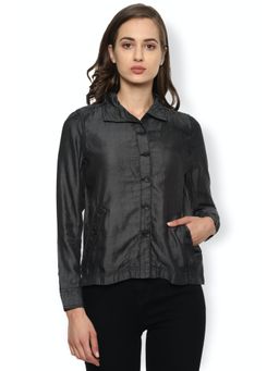 Van Heusen - Women Grey Solid Casual Shirt