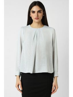 Van Heusen - Women White Stripe Formal Round Neck Top