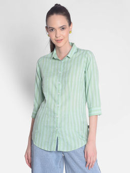 CRIMSOUNE CLUB - Women's Green Striped Shirt
