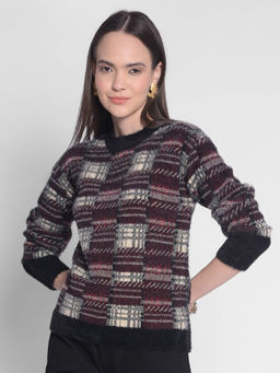 CRIMSOUNE CLUB - Women's Wine Checked Sweater
