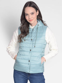CRIMSOUNE CLUB - Women's Mint-Green Puffer Hooded Jacket