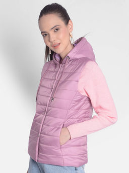 CRIMSOUNE CLUB - Women's Pink Puffer Hooded Jacket