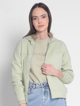 CRIMSOUNE CLUB - Women's Olive Hooded Front-Open Jacket