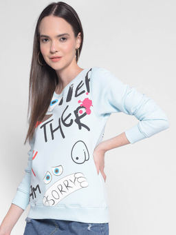 CRIMSOUNE CLUB - Women's Blue Printed Sweatshirt