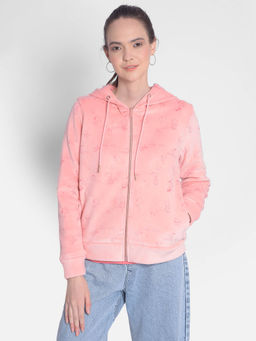 CRIMSOUNE CLUB - Women's Peach Hooded Front-Open Sweatshirt