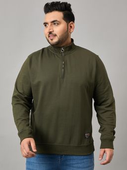 Club York - Olive Solid Plus Size Sweatshirt