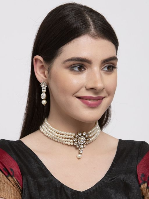 Anika's Creations Anika's Creation Exclusive Pearl Chokar Jewellery Set for Women