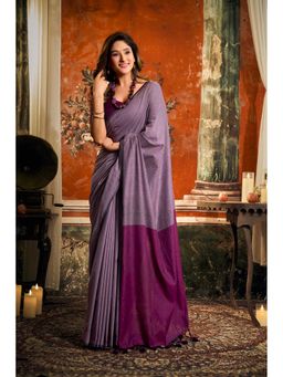 Dress & Dazzle - Light Lavender Silk Saree with Unstitched Blouse