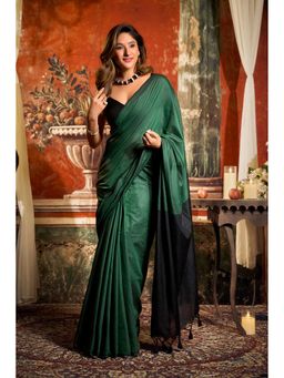 Dress & Dazzle - Sea Green Silk Saree with Unstitched Blouse