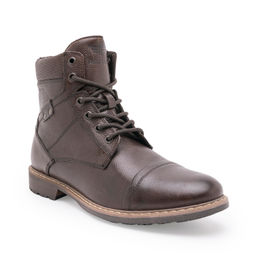 Red Tape - Men's Solid Dark Brown Genuine Leather Ankle Length Boots