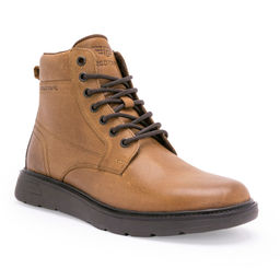 Red Tape - Men's Solid Tan Genuine Leather Ankle Length Boots