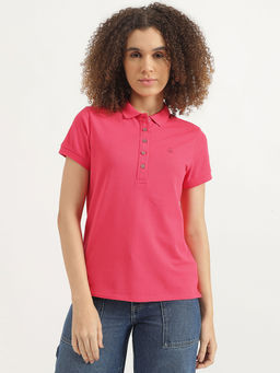 United Colors of Benetton - Pink Polo Neck Solid Polo T-Shirt