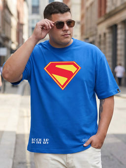 Bewakoof - Dc Blue Superman Logo Graphic Printed T-Shirt