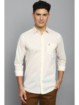 Allen Solly - Men Cream Slim Fit Solid Full Sleeves Casual Shirt