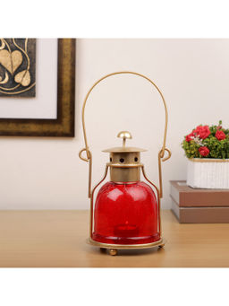 HomeTown - Dazzle Metal Lantern in Red