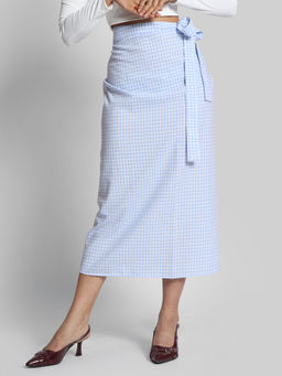 Bene Kleed - Women Relaxed Fit Small Checks Wrap Skirt