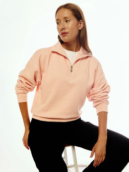Calvin Klein - Regular Fit Cotton Polo Collar Peach Sweatshirt