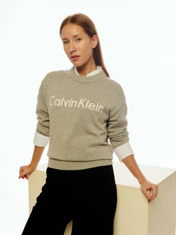 Calvin Klein - Relaxed Fit Crew Neck Olive Sweatshirt