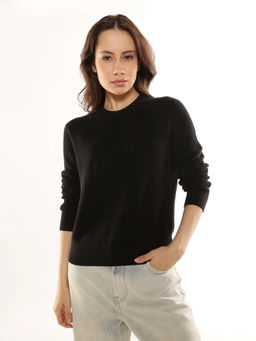 Calvin Klein - Regular Fit Cotton Crew Neck Black Sweatshirt