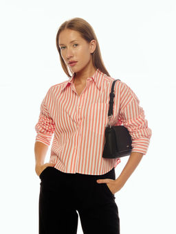 Calvin Klein - Pink Cotton Collar Neck Striped Shirt