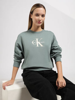 Calvin Klein - Relaxed Fit Cotton Crew Neck Olive Sweatshirt