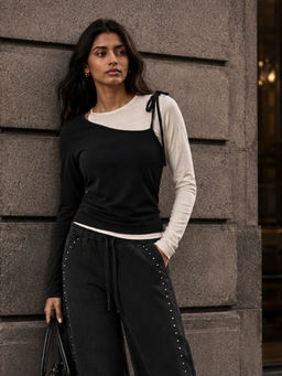 LUMIERES - Crosscut Monochrome Tie Top