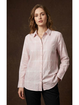 Club York - Pink Cotton Blend Collar Neck Checks Shirt