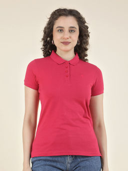 Cantabil - Pink Regular Fit Poly Cotton Solid T-Shirt