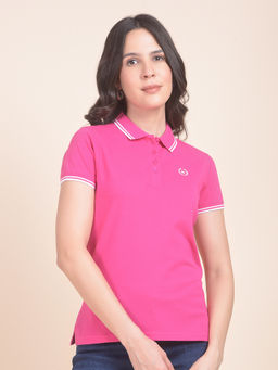 Cantabil - Purple Regular Fit Poly Cotton Solid T-Shirt