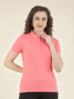 Cantabil - Coral Regular Fit Cotton Stretch Fabric Solid T-Shirt