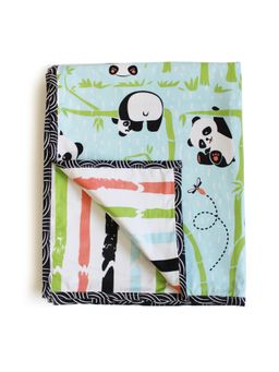 Silverlinen - Panda Village 100% Cotton 3 Layer Reversible Blanket Dohar for Kids Blue (Single)