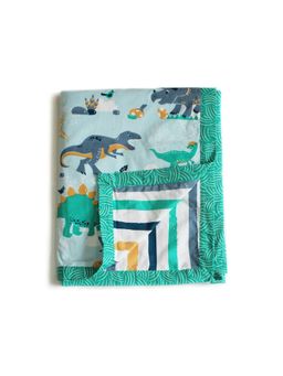 Silverlinen - Snooze & Roar Dinosaur 100% Cotton 3 Layer Reversible Blanket for Kids (Single)