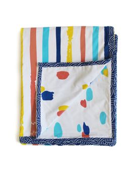 Silverlinen - Dots & Stripes 100% Cotton 3 Layer Reversible Blanket Dohar for Kids Multi (Single)