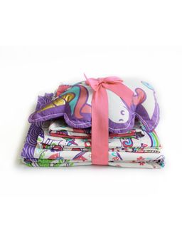 Silverlinen - Unicorn & Rainbows 100% Cotton Bedsheet 2 Pillow Covers Blanket & Cushion Multi