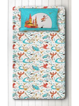 Silverlinen - 100% Cotton Bedsheet for Kids Room 1 Pillow Cover Wingardium Leviosa Multi (Single)