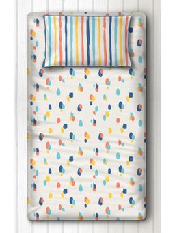 Silverlinen - 100% Cotton Stripes Bedsheet with 1 Pillow Cover Bold Dots (Single)