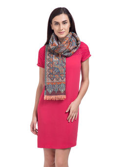 Shingora - Multi Color Pure Wool Woven Design Fringed Women Stole